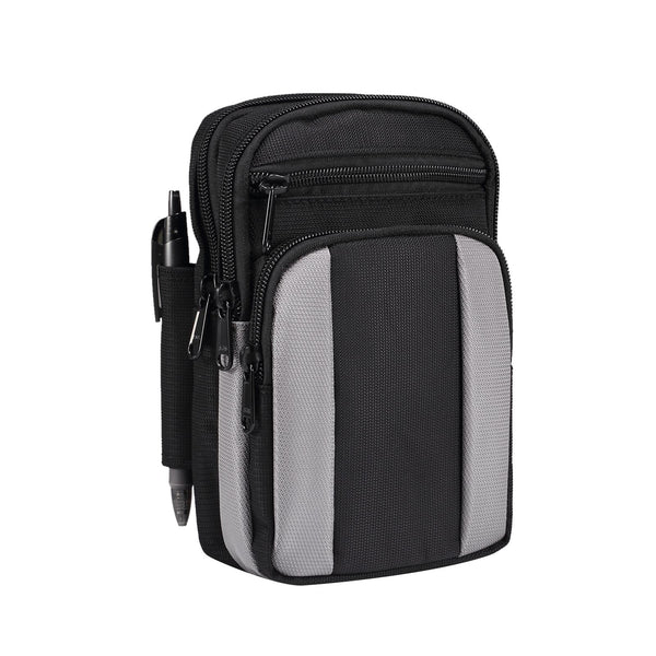 Multifunctional Casual Crossbody Mobile Phone Storage Waist Bag(Light gray + Black)
