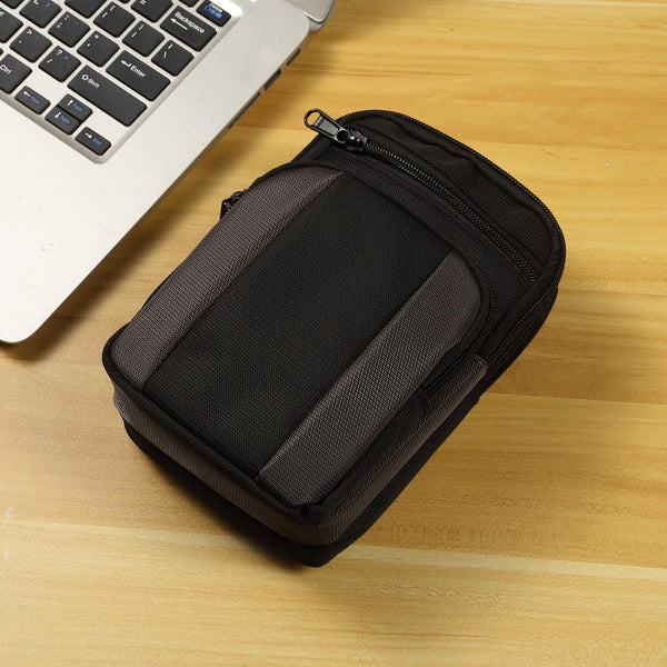 Multifunctional Casual Crossbody Mobile Phone Storage Waist Bag(Dark Grey + Black)