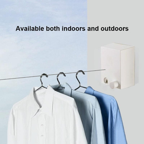 Retractable Indoor And Outdoor Clothes Wall Hanger Magic Drying Rack Balcony Bathroom Invisible Clothesline Wire Rope (Silver)