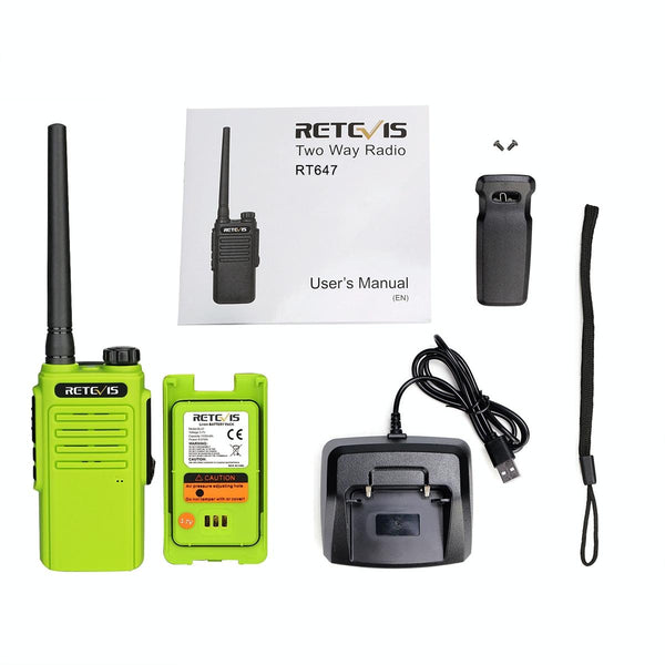 RETEVIS RT47 PMR446 16CHS IP67 Waterproof FRS Two Way Radio Handheld Walkie Talkie, EU Plug(Green)