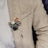Fashion Handmade Fabric Flower Lace Pearl Brooch(Grey)