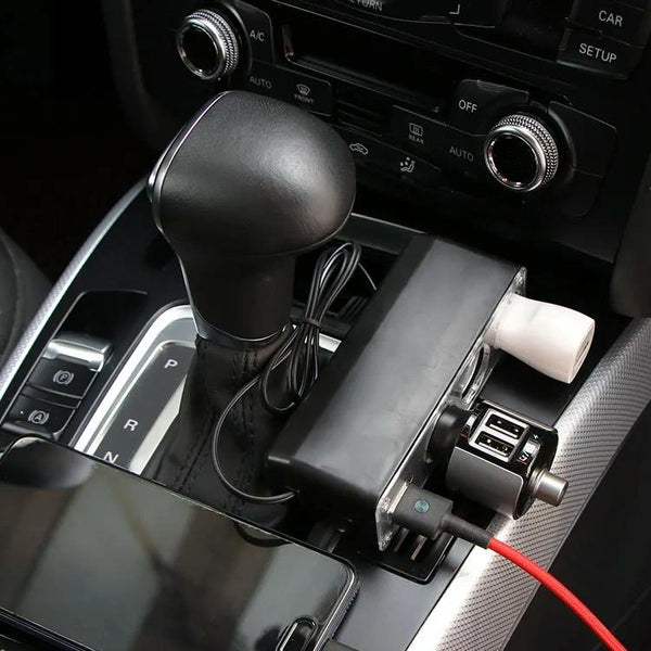 WF-0120 12V / 24V 3 Way Triple Sockets USB Car Cigarette Lighter Socket Splitter Charger(Black)