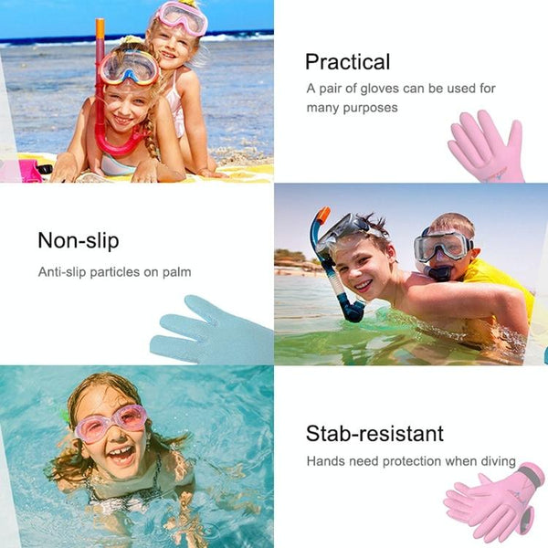 DIVE&SAIL 3mm Children Diving Gloves Scratch-proof Neoprene Swimming Snorkeling Warm Gloves, Size: XL for Aged 12-14(Blue)