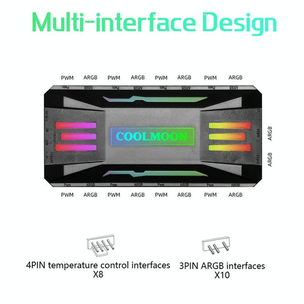 COOLMOON CM-MPAC PWM 5V ARGB Cooling Fan Remote Control For PC Case Chassis, Style: 3 in 1 Controller (Black)