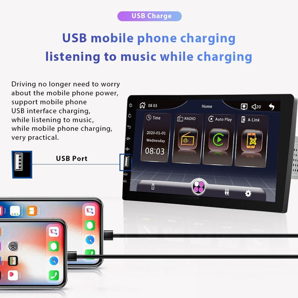 Q3570 9 inch Carplay Single Spindle MP5 Player, Style: Standard+8 Light Camera