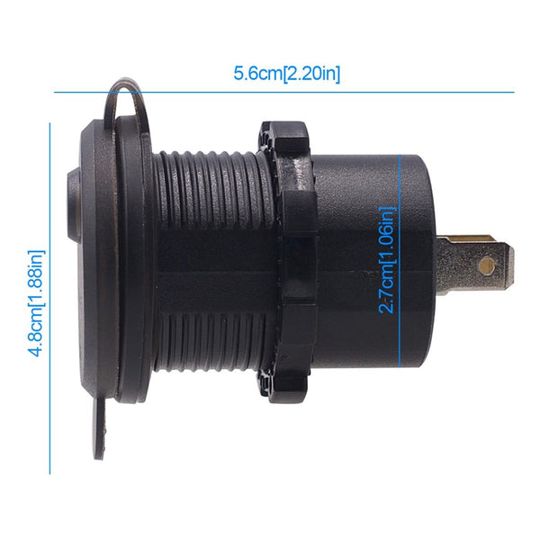 Universal Car Single Port USB Charger Power Outlet Adapter 2.4A 5V IP66 with LED Digital Voltmeter + Switch + 60cm Cable(Red Light)