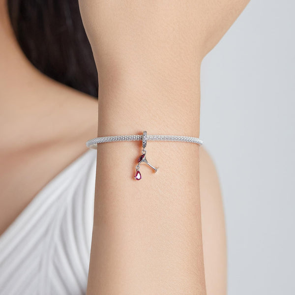 S925 Sterling Silver Shaking Wine Glass Pendant DIY Bracelet Necklace Accessories