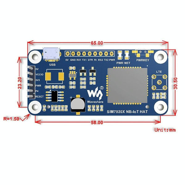 Waveshare NB-IoT HAT for Raspberry Pi, for Europe, Asia, Africa, Australia