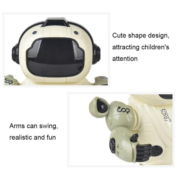Intelligent Early Education Sound and Light Mechanical Robot Toys, Color: 3 Gray