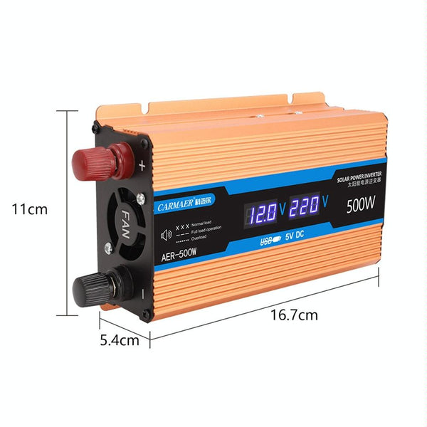 Carmaer Modified Sine Wave 60V to 220V 500W Car Multi-function Double Digital Display Inverter Household Power Converter