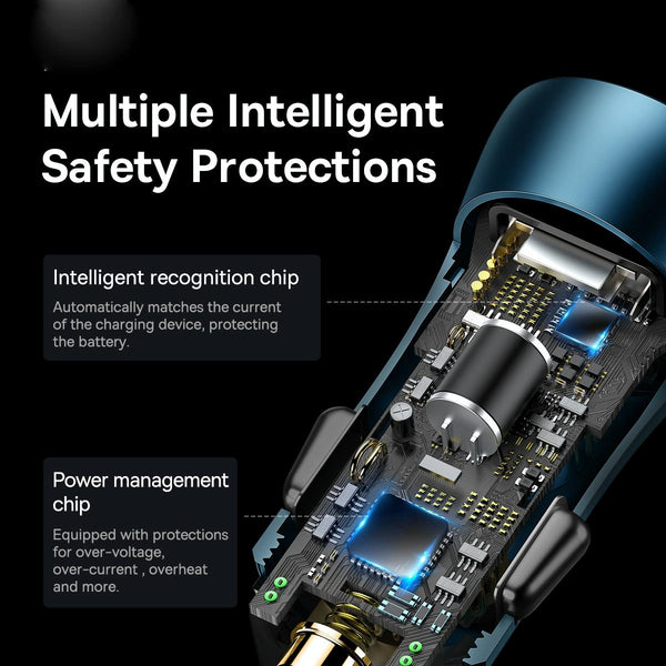 Baseus CCJDZ-MU 60W Dual USB Fast Charging Car Charger(Dark Grey)