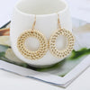 E2002-1 Ear Hook Circle Bamboo Vine Handmade Woven Earrings Bosomia Style Earrings