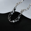 OPK GX2416 Stainless Steel Double Chain Glass Beads Necklace