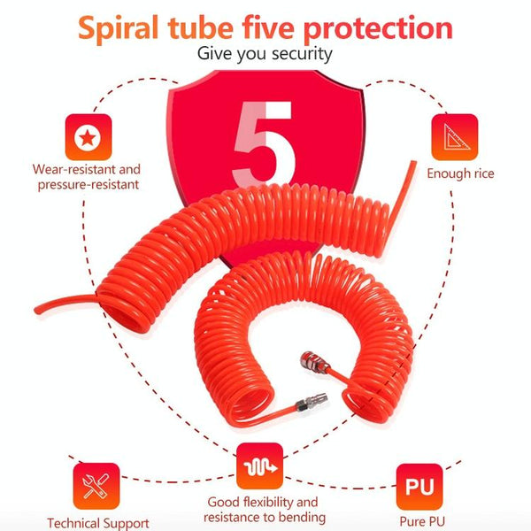 LAIZE Compressor Air Flexible PU Spring Tube with Connector, Specification:12x8mm, 15m