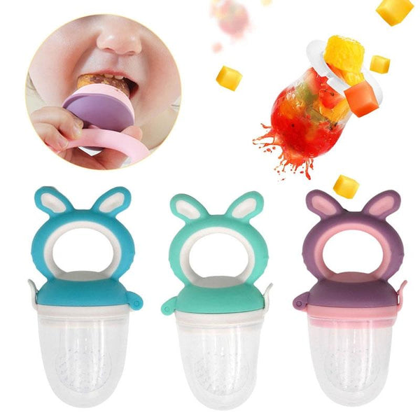 Baby Pacifier Fruit And Vegetable Auxiliary Feeder Baby Bites Feeder Nipples, Color: Medium Blue