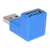 USB 3.0 AM to USB 3.0 AF Cable Adapter with 90 Degree Angle (Blue)