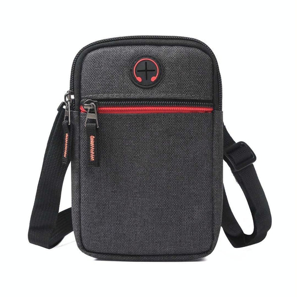 For 5.5-6.5 inch Mobile Phones Universal Canvas Waist Bag with Shoulder Strap & Earphone Jack(Red)