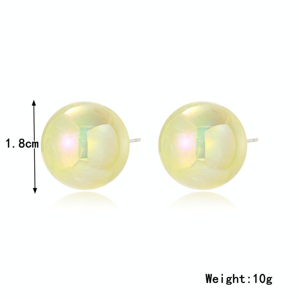 E2209-9 Yellow Symphony Round Beads Stud Earrings Jewelry