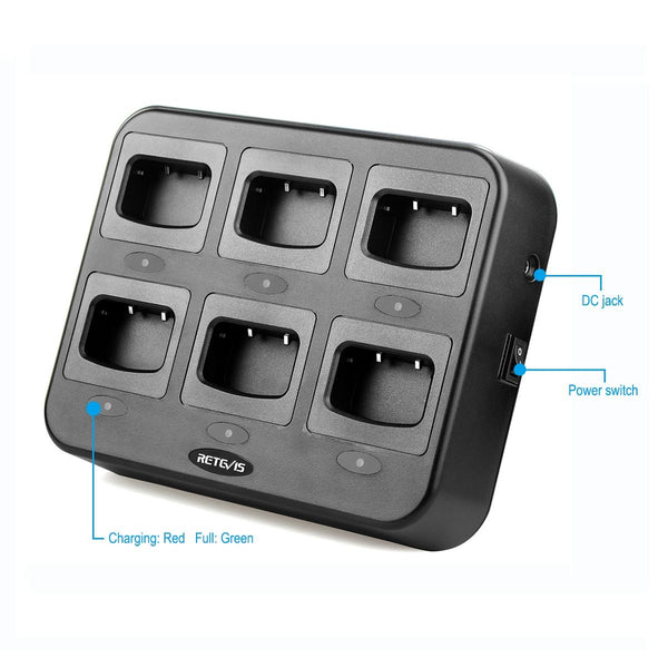 RETEVIS RTC777 Six-Way Walkie Talkie Charger for Retevis H777, EU Plug
