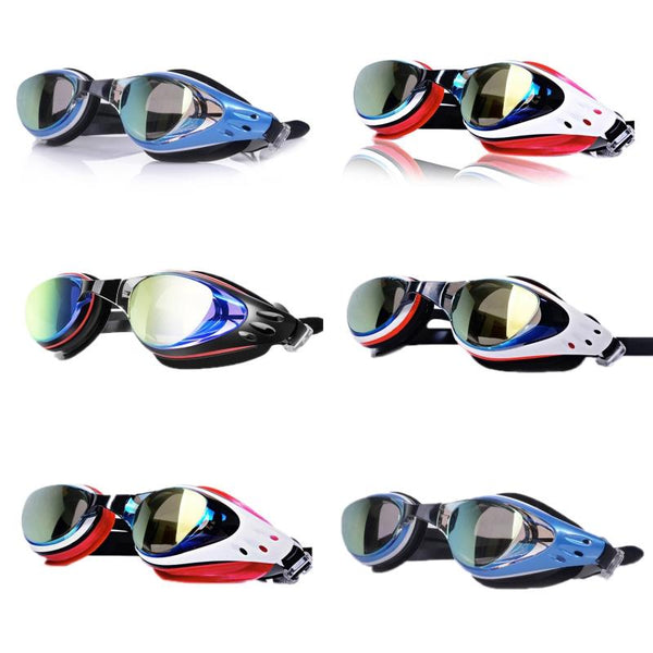 WAVE Electroplating HD Anti-fog Myopia Swimming Glasses, Color: Blue Black 550 Degree