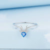 BSR338 Sterling Silver S925 White Gold Plated Blue Heart Deer Zirconia Ring(No.8)
