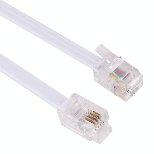 4 Core Male to Male RJ11 Spring Style Telephone Extension Coil Cable Cord Cable, Stretch Length: 2m(White)