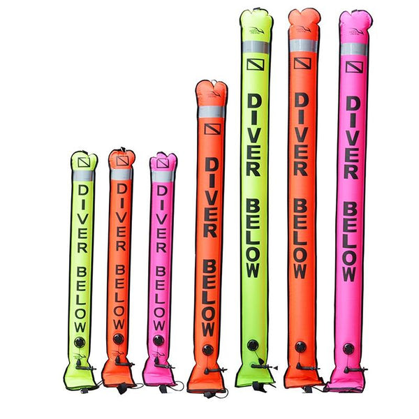 210D Nylon Automatic Seal Safety Signal Diving Mark Diving Buoy, Size:120 x 18cm(Fluorescent Red)