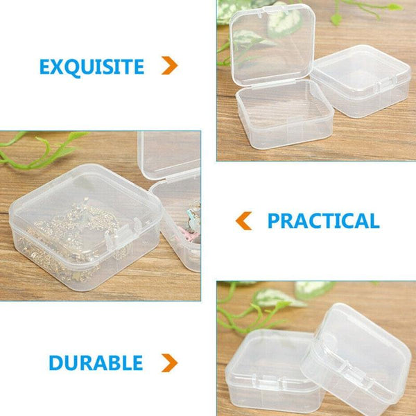 10pcs Square Plastic Transparent Storage Box With Lid Dustproof Earring Ring Jewelry Storage Box, Size: 4.3x4.3x2cm