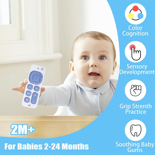 Baby Simulation Silicone Remote Control Can Press Tooth Glue Preventing Eating Hands Teething Stick, Color: 3rd Generation Blue