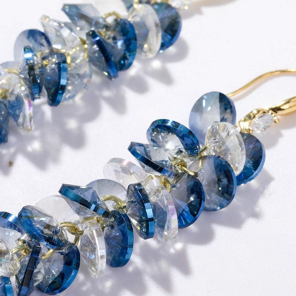 E2204-4 Violet Transparent Scattered Natural Crystal Handmade Earrings Zircon Long Earrings