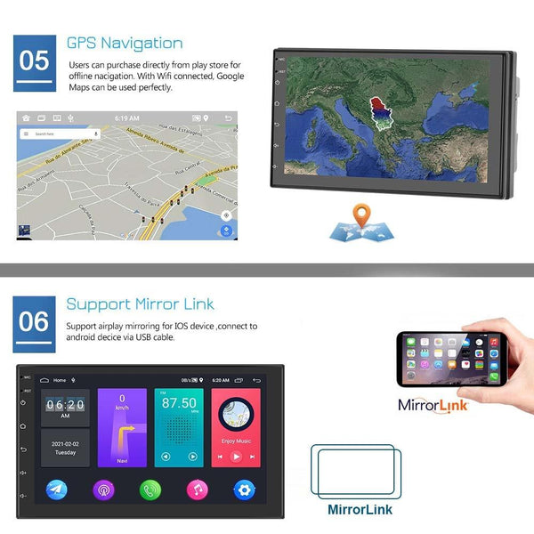 A2797 7 Inch Android WiFi 2+32G Central Control Large Screen Universal Car Navigation Reversing Video Player, Style: Standard+12Lights Camera