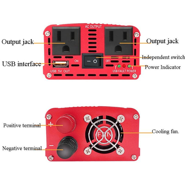 LVYUAN Car Inverter Dual USB Power Converter, Specification: 12V to 220V 2000W UK Plug