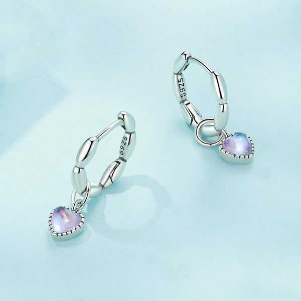 SCE1556 Sterling Silver S925 Symphony Heart Rice Grain Hoop Earrings