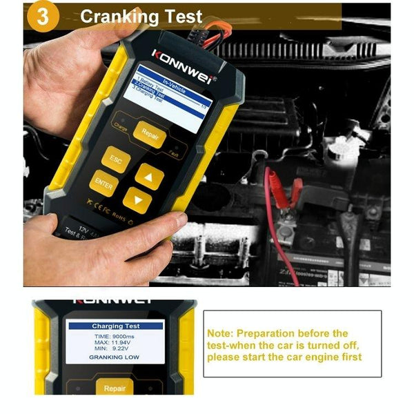 KONNWEI KW510 3 in 1 Car Battery Tester / Charger / Repairer, Support 8 Languages(US Plug)