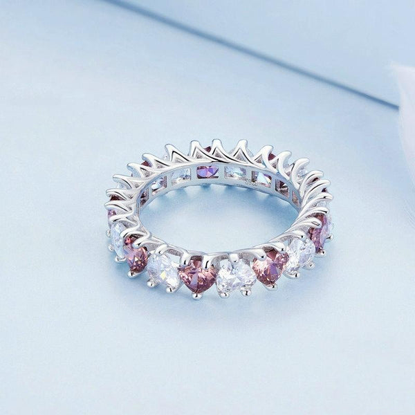 BSR348 Sterling Silver S925 Geometric Brilliant Heart Zircon Ring(No.8)
