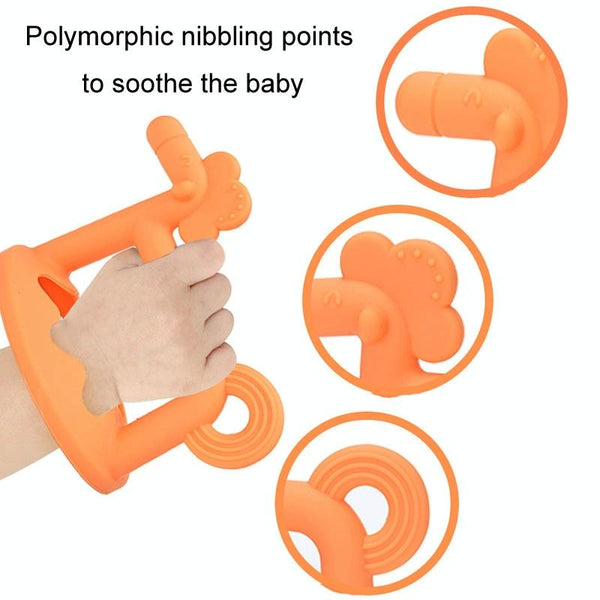 Silicone Baby Teether Anti-Eating Hand Bracelets Baby Teething Stick Toy, Color: Pony+Box Orange