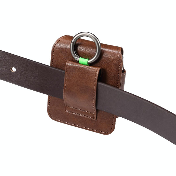 Folding Screen Mobile Phone Waist Hanging Universal Clutch Bag(Coffee)