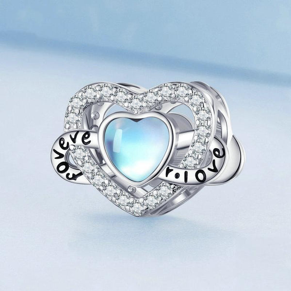 BSC747 S925 Sterling Silver Zircon Infinity Heart Bracelet Beads