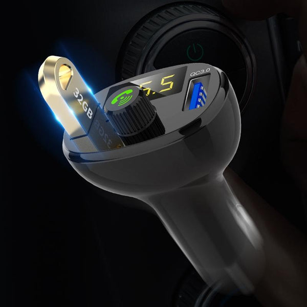 BT23 Wireless Car FM Transmitter QC 3.0 Quick Charge, Support USBx2 / Hands-free Calling(Black)