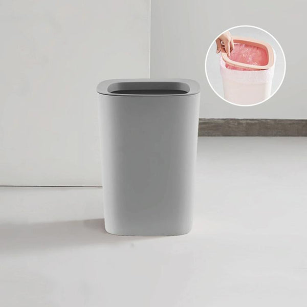 Living Room Household Large Kitchen Bathroom Trash Can with Press-ring(Grey)