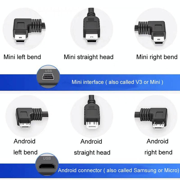 USB Car Charge 12V To 5V Navigation Instrument Reduction Line(Android Right Bend)