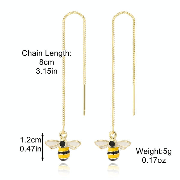 E2210-9 Bee Long Ear Wire Women Simple Earrings