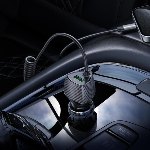 BOROFONE BZ31E Solid PD30W 8 Pin Cable + QC3.0 USB Port Car Charger(Black)