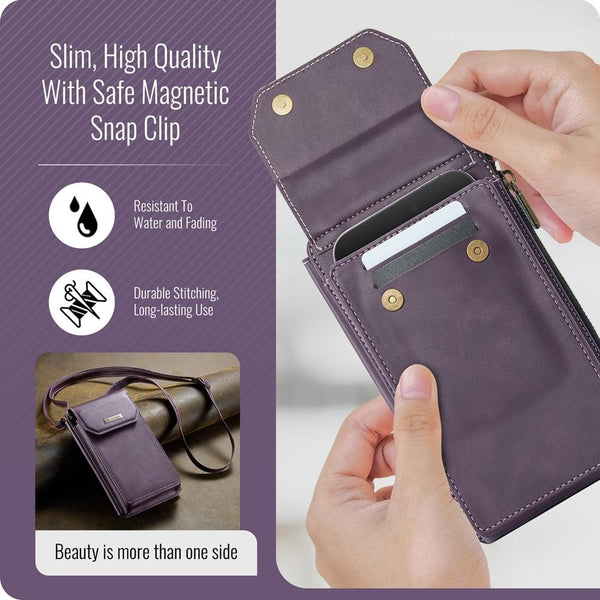 CaseMe Me40 Vertical Multifunctional Shoulder Crossbody Phone Bag(Purple)