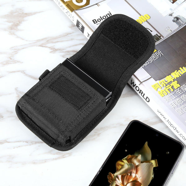 HAWEEL Flip Phone Nylon Cloth Belt Clip Carrying Pouch Bag (Black)