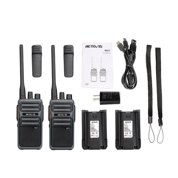 1 Pair RETEVIS RB17 462.5500-462.7250MHz 16CHS FRS License-free Two Way Radio Handheld Walkie Talkie, US Plug(Black)