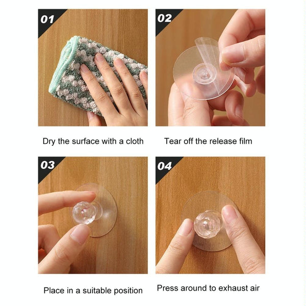 2pcs /Pack Invisible Cabinet Drawer Suction Cup Sticky Handle Acrylic Self-Adhesive Closet Glass Handle