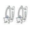 BSE732 Sterling Silver S925 White Gold Plated Zirconia Hollow Line Earrings
