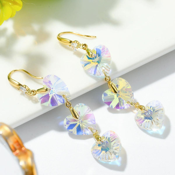E2204-1 Love Crystal Crystal Natural Crystal Handmade Earrings Zircon Long Earrings