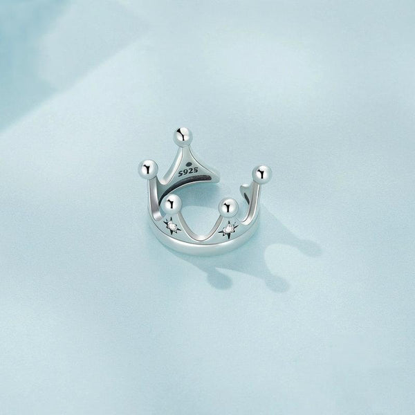 SCE1530 Sterling Silver S925 Crown Star Zircon Single Ear Cuff